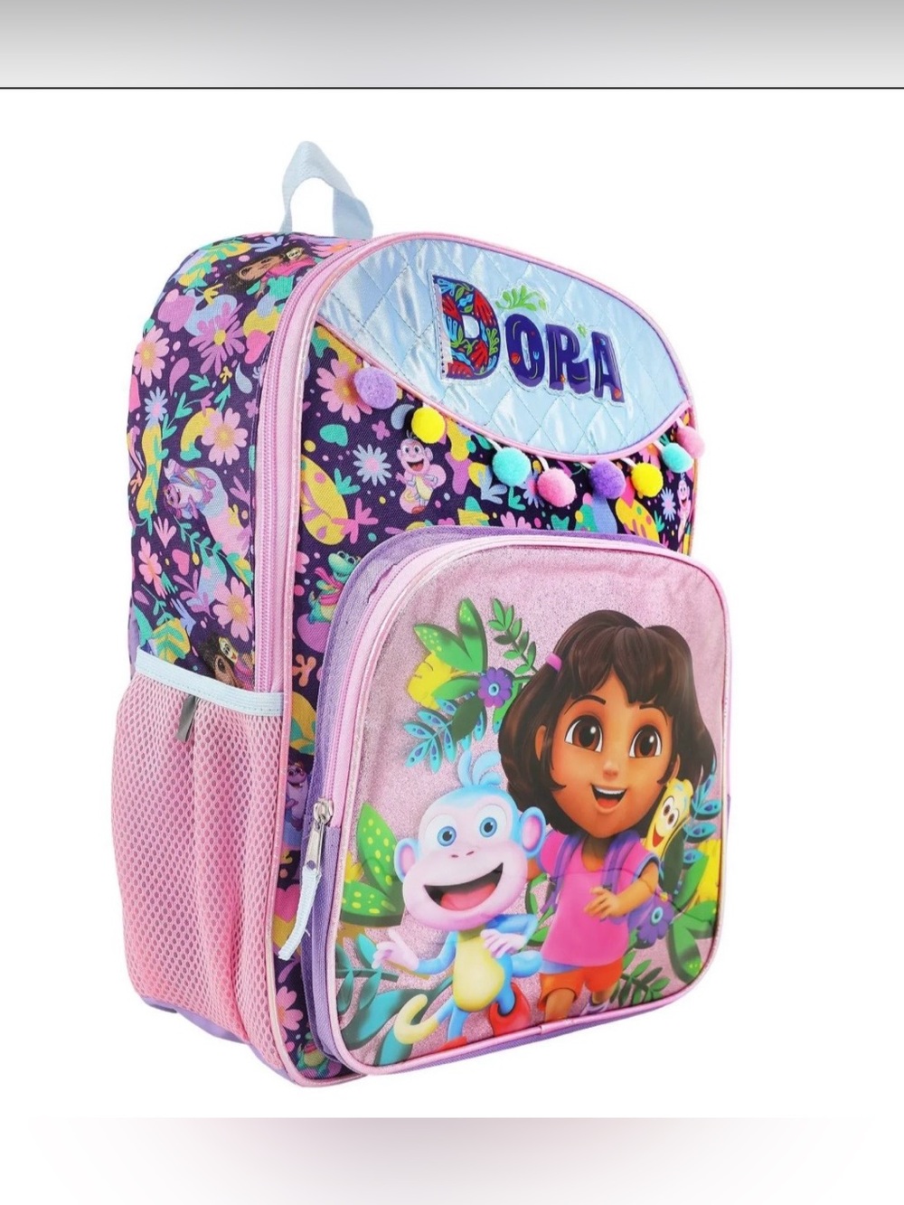 Nickelodeon Dora & Boots '16" Backpack with Pom-Pom’s